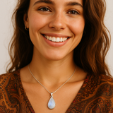 Teardrop Shaped MOONSTONE Sterling Silver 925 Gemstone Pendant