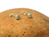 Small Round Aqua CHALCEDONY Sterling Silver 925 Gemstone Stud Earrings