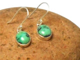 Green Blue Tibetan TURQUOISE Oval Sterling Silver Gemstone Drop Earrings  925