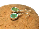 Green Tibetan TURQUOISE Oval Sterling Silver Gemstone Drop Earrings  925