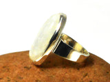 Chunky Fiery Oval Moonstone Sterling Silver 925 Gemstone Statement Ring