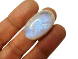 Chunky Fiery Oval Moonstone Sterling Silver 925 Gemstone Statement Ring