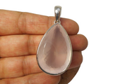 Chunky Large Pink  Rose Quartz Sterling Silver 925 Gemstone Statement Pendant