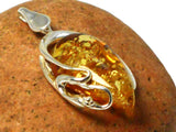 Art Gecko Large Baltic AMBER Sterling Silver Gemstone Pendant 925