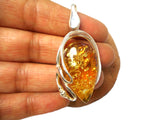 Art Gecko Large Baltic AMBER Sterling Silver Gemstone Pendant 925
