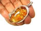 Art Gecko Large Baltic AMBER Sterling Silver Gemstone Pendant 925