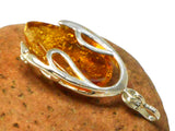 Art Gecko Large Baltic AMBER Sterling Silver Gemstone Pendant 925