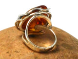 Large Adjustable Chunky AMBER Sterling Silver 925 Gemstone Ring