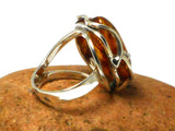 Large Adjustable Chunky AMBER Sterling Silver 925 Gemstone Ring