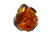 Large Adjustable Chunky AMBER Sterling Silver 925 Gemstone Ring