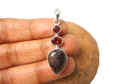 Garnet with Rutile Quartz Sterling Silver 925 Gemstone Pendant