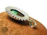 Green Oval Tibetan TURQUOISE Sterling Silver 925 Gemstone Pendant