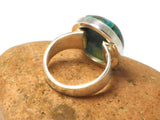 Blue Green Oval Shaped Chrysocolla Malachite Sterling Silver 925 Gemstone Ring