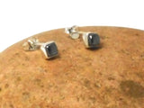 Small Square Hematite Sterling Silver Gemstone Stud Earrings 925 - 4 mm