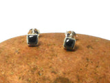 Small Square Hematite Sterling Silver Gemstone Stud Earrings 925 - 4 mm