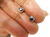 Small Square Hematite Sterling Silver Gemstone Stud Earrings 925 - 4 mm