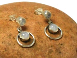 Fiery MOONSTONE Sterling Silver Gemstone Stud Earrings 925