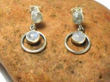 Fiery MOONSTONE Sterling Silver Gemstone Stud Earrings 925
