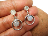 Fiery MOONSTONE Sterling Silver Gemstone Stud Earrings 925