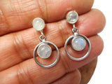 Fiery MOONSTONE Sterling Silver Gemstone Stud Earrings 925