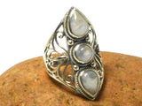 Fiery Moonstone Sterling Silver 925 Gemstone Statement Ring