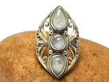 Fiery Moonstone Sterling Silver 925 Gemstone Statement Ring