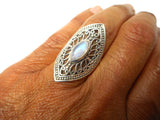 Fiery Moonstone Sterling Silver 925 Gemstone Statement Ring
