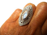 Fiery Moonstone Sterling Silver 925 Gemstone Statement Ring