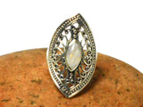 Fiery Moonstone Sterling Silver 925 Gemstone Statement Ring