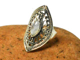 Fiery Moonstone Sterling Silver 925 Gemstone Statement Ring