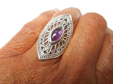 Purple Amethyst Sterling Silver 925 Gemstone Statement Ring