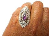 Purple Amethyst Sterling Silver 925 Gemstone Statement Ring