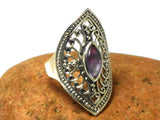 Purple Amethyst Sterling Silver 925 Gemstone Statement Ring