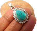 Blue Tibetan TURQUOISE Sterling Silver 925 Gemstone Pendant