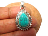 Blue Tibetan TURQUOISE Sterling Silver 925 Gemstone Pendant