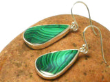 Large Green MALACHITE Sterling Silver 925 Gemstone Drop Dangle Earrings