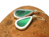 Large Green MALACHITE Sterling Silver 925 Gemstone Drop Dangle Earrings