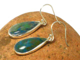 Large Azurite Malachite Sterling Silver 925 Gemstone Drop Dangle Earrings