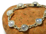 Rainbow Moonstone Gemstone Sterling Silver 925 Bracelet: 16 - 19 cm