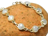 Rainbow Moonstone Gemstone Sterling Silver 925 Bracelet: 16 - 19 cm