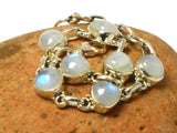 Rainbow Moonstone Gemstone Sterling Silver 925 Bracelet: 16 - 19 cm