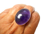 Chunky Oval Amethyst Sterling Silver 925 Gemstone Statement Ring