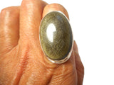 Golden Sheen Obsidian Sterling Silver 925 Gemstone Statement Ring