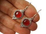 Carnelian Dangle Earrings – Sterling Silver Vintage Boho Style • Orange Gemstone Jewelry • Sacral Chakra Gift for Her