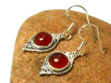 Carnelian Dangle Earrings – Sterling Silver Vintage Boho Style • Orange Gemstone Jewelry • Sacral Chakra Gift for Her