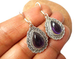 Purple AMETHYST Sterling Silver Gemstone Dangle Boho Earrings 925