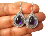 Purple AMETHYST Sterling Silver Gemstone Dangle Boho Earrings 925