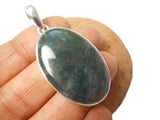 Large Moss Agate Pendant – Natural Gemstone Sterling Silver Boho Statement Necklace • Handcrafted Artisan Jewelry • Unique Gift