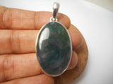 Large Moss Agate Pendant – Natural Gemstone Sterling Silver Boho Statement Necklace • Handcrafted Artisan Jewelry • Unique Gift