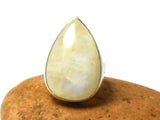 Large Fiery Moonstone Ring – Adjustable Sterling Silver Boho Statement Jewelry • Natural Gemstone Handcrafted by Artisans